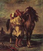 Eugene Delacroix Moroccan in the Sattein of its horse painting